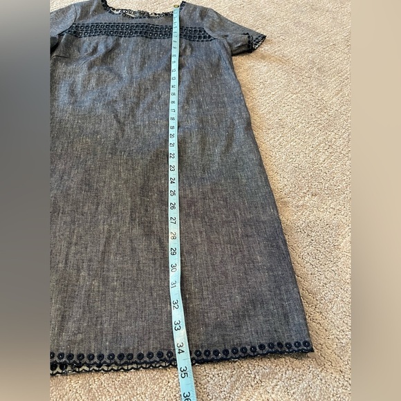NWT Ann Taylor Chambray Blue Mini Dress, Linen Blend, Short Sleeves, Size 2P - Picture 8 of 15